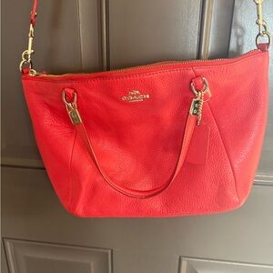 Coach Vibrant Red Leather Crossbody Shoulder Bag